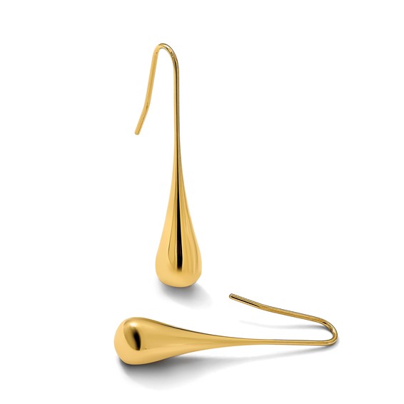 Chisel Stainless Steel Polished Yellow IP-plated Shepherd Hook Earrings