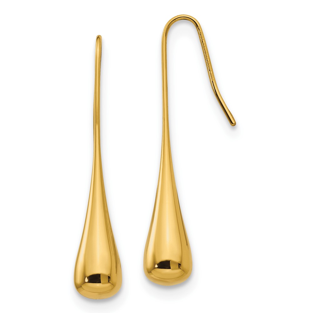 Stainless Steel Polished Yellow IP-plated Shepherd Hook Earrings