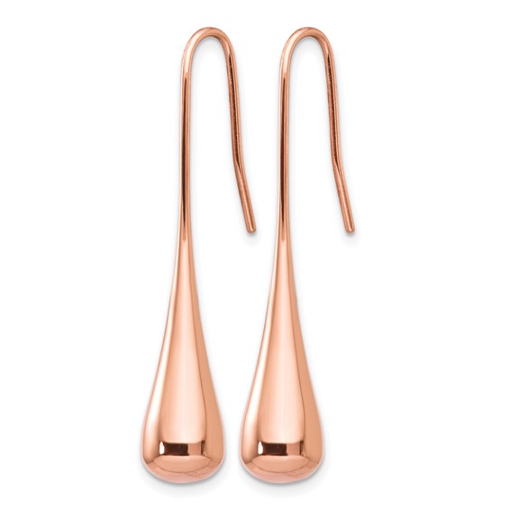 Chisel Stainless Steel Polished Rose IP-plated Shepherd Hook Earrings