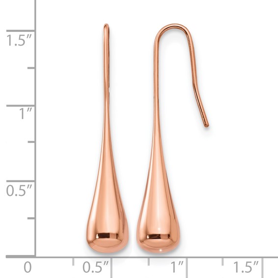 Chisel Stainless Steel Polished Rose IP-plated Shepherd Hook Earrings