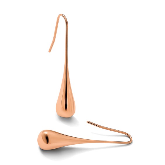 Chisel Stainless Steel Polished Rose IP-plated Shepherd Hook Earrings