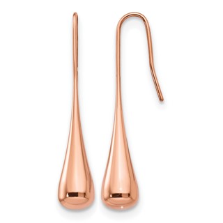 Chisel Stainless Steel Polished Rose IP-plated Shepherd Hook Earrings