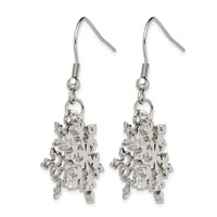 Chisel Stainless Steel Polished Snowflake Dangle Shepherd Hook Earrings view 3