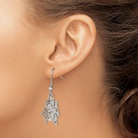 Chisel Stainless Steel Polished Snowflake Dangle Shepherd Hook Earrings view 4