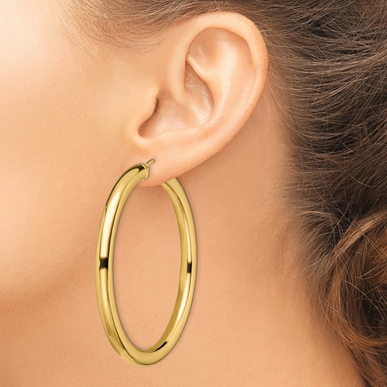 Chisel Stainless Steel Polished Yellow IP-plated Hoop Earrings