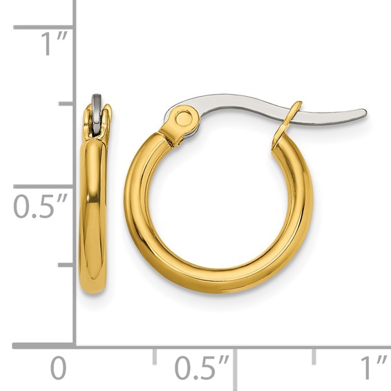 Chisel Stainless Steel Polished Yellow IP-plated 15.5mm Diameter 2mm Hoop Earrings