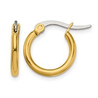 Chisel Stainless Steel Polished Yellow IP-plated 15.5mm Diameter 2mm Hoop Earrings view 1