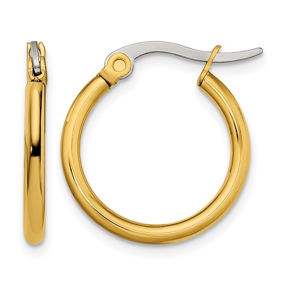 Chisel Stainless Steel Polished Yellow IP-plated 19mm Diameter 2mm Hoop Earrings