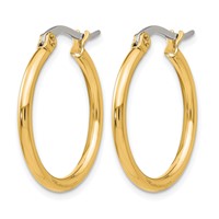 Chisel Stainless Steel Polished Yellow IP-plated 26mm Diameter 2mm Hoop Earrings view 3