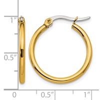 Chisel Stainless Steel Polished Yellow IP-plated 26mm Diameter 2mm Hoop Earrings view 5