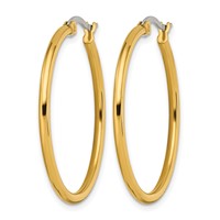 Chisel Stainless Steel Polished Yellow IP-plated 32mm Diameter 2mm Hoop Earrings view 3