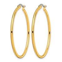 Chisel Stainless Steel Polished Yellow IP-plated 40mm Diameter 2mm Hoop Earrings view 3