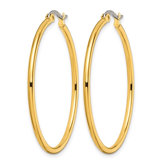 Chisel Stainless Steel Polished Yellow IP-plated 40mm Diameter 2mm Hoop Earrings