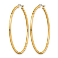 Chisel Stainless Steel Polished Yellow IP-plated 48mm Diameter 2mm Hoop Earrings view 3