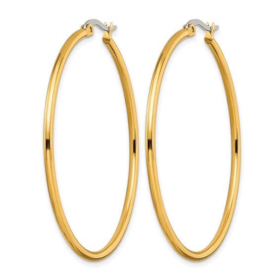 Chisel Stainless Steel Polished Yellow IP-plated 48mm Diameter 2mm Hoop Earrings