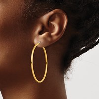 Chisel Stainless Steel Polished Yellow IP-plated 48mm Diameter 2mm Hoop Earrings view 4