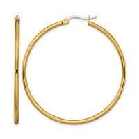 Chisel Stainless Steel Polished Yellow IP-plated 48mm Diameter 2mm Hoop Earrings view 1