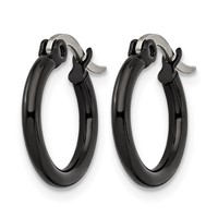 Chisel Stainless Steel Polished Black IP-plated 15.5mm Diameter 2mm Hoop Earrings view 3