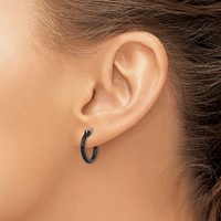 Chisel Stainless Steel Polished Black IP-plated 15.5mm Diameter 2mm Hoop Earrings view 4