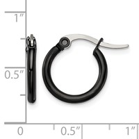 Chisel Stainless Steel Polished Black IP-plated 15.5mm Diameter 2mm Hoop Earrings view 5
