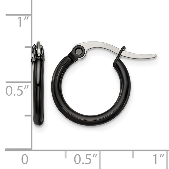 Chisel Stainless Steel Polished Black IP-plated 15.5mm Diameter 2mm Hoop Earrings