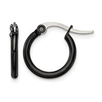Chisel Stainless Steel Polished Black IP-plated 15.5mm Diameter 2mm Hoop Earrings view 1