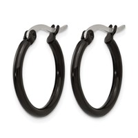 Chisel Stainless Steel Polished Black IP-plated 19mm Diameter 2mm Hoop Earrings view 3