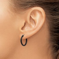 Chisel Stainless Steel Polished Black IP-plated 19mm Diameter 2mm Hoop Earrings view 4