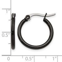 Chisel Stainless Steel Polished Black IP-plated 19mm Diameter 2mm Hoop Earrings view 5
