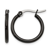 Chisel Stainless Steel Polished Black IP-plated 19mm Diameter 2mm Hoop Earrings view 1