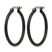 Chisel Stainless Steel Polished Black IP-plated 26mm Diameter 2mm Hoop Earrings view 3