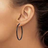 Chisel Stainless Steel Polished Black IP-plated 40mm Diameter 2mm Hoop Earrings view 4