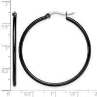 Chisel Stainless Steel Polished Black IP-plated 40mm Diameter 2mm Hoop Earrings view 5