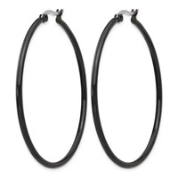 Chisel Stainless Steel Polished Black IP-plated 48mm Diameter 2mm Hoop Earrings view 3