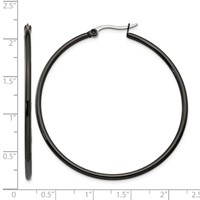 Chisel Stainless Steel Polished Black IP-plated 48mm Diameter 2mm Hoop Earrings view 5