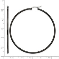 Chisel Stainless Steel Polished Black IP-plated 60mm Diameter 2mm Hoop Earrings view 5