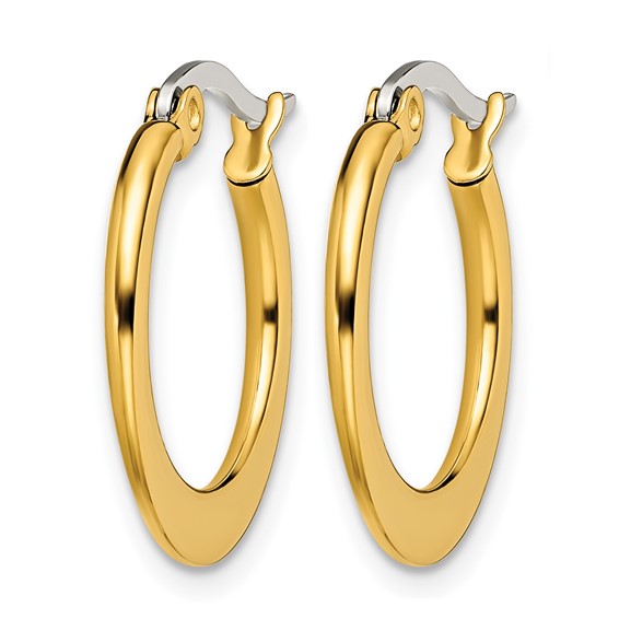Chisel Stainless Steel Polished Yellow IP-plated Tapered 19mm Diameter Hoop Earrings