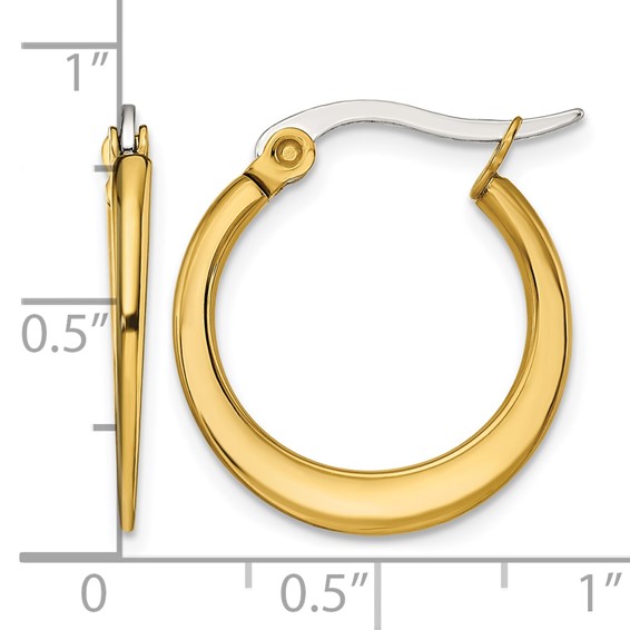 Chisel Stainless Steel Polished Yellow IP-plated Tapered 19mm Diameter Hoop Earrings
