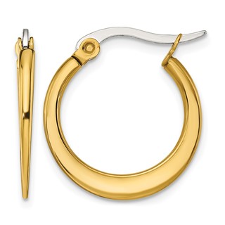 Chisel Stainless Steel Polished Yellow IP-plated Tapered 19mm Diameter Hoop Earrings