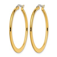 Chisel Stainless Steel Polished Yellow IP-plated Tapered 34mm Diameter Hoop Earrings view 3