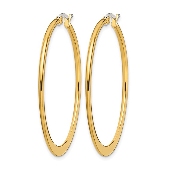 Chisel Stainless Steel Polished Yellow IP-plated Tapered 43mm Diameter Hoop Earrings