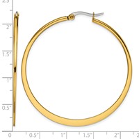 Chisel Stainless Steel Polished Yellow IP-plated Tapered 50mm Diameter Hoop Earrings view 5