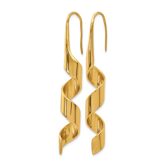 Chisel Stainless Steel Polished Yellow IP-plated Swirl Shepherd Hook Earrings