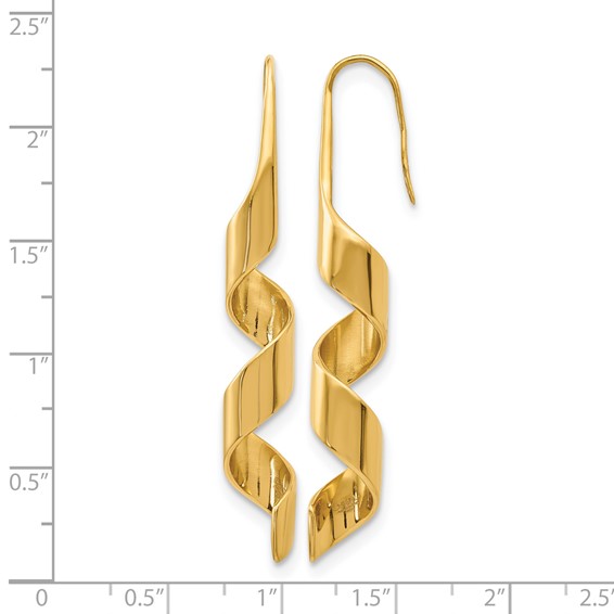 Chisel Stainless Steel Polished Yellow IP-plated Swirl Shepherd Hook Earrings