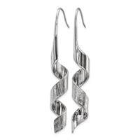Chisel Stainless Steel Polished and Textured Swirl Shepherd Hook Earrings view 2