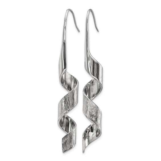 Chisel Stainless Steel Polished and Textured Swirl Shepherd Hook Earrings