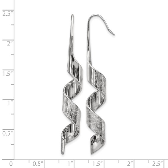 Chisel Stainless Steel Polished and Textured Swirl Shepherd Hook Earrings