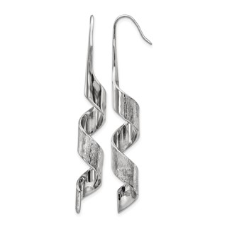 Chisel Stainless Steel Polished and Textured Swirl Shepherd Hook Earrings