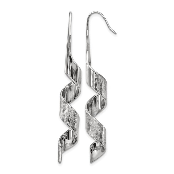Chisel Stainless Steel Polished and Textured Swirl Shepherd Hook Earrings