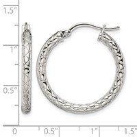 Chisel Stainless Steel Polished and Textured Hollow Hoop Earrings view 5